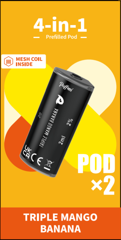 Puffmi 4in1 pods - Triple Mango Banana 2x